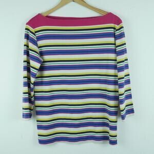 Ralph Lauren XL Top Boatneck Striped Nautical Preppy Multicolor Country Club Y2K
